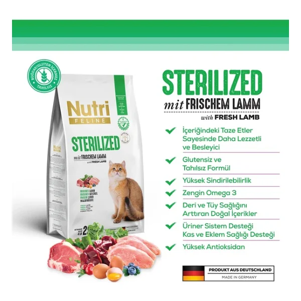 Nutri Feline Sterilised Kuzu Etli 10 Kg Kısırlaştırılmış Yetişkin Kedi Maması - Görsel 5