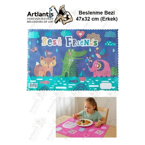 Beslenme Bezi Erkek Modeli Yıkanabilir 32x47 Cm 1 Adet Beslenme Örtüsü Okul Öncesi Kreş Anasınıfı İlkokul İçin İdeal - Görsel 5