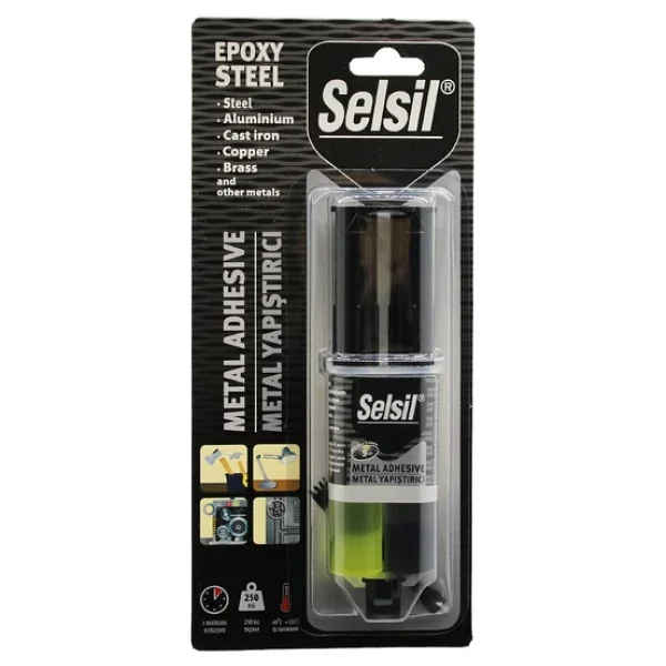 Selsil Epoxy Steel Metal Şırınga Epoksi Yapıştırıcı 28gr. Metal - Çelik - Alüminyum - Ahşap - Plastik-Findit - Görsel 3