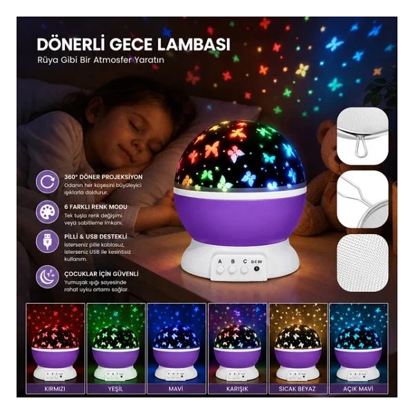 Star Master Pilli Dönerli Gece Lambası-Findit - Görsel 4