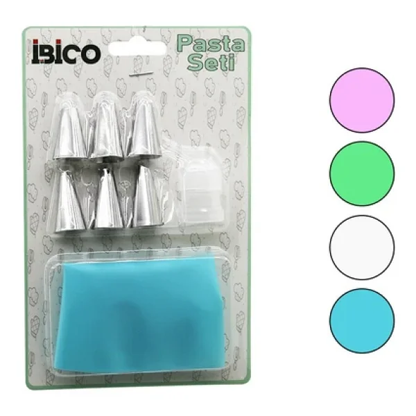 8pcs Pasta Süsleme Seti 1ad-Krema Torbası - 6ad-Metal + 1ad-Plastik Uç (2818) - Görsel 3