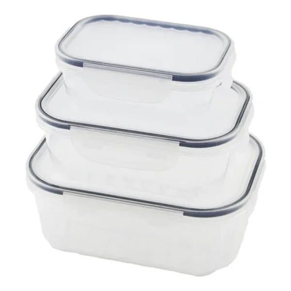 3pcs Quick Sızdırmaz Saklama Kabı Seti Şeffaf Kap - Buğulu-Contalı Kapak 500-1000-1700ml (2818) - Görsel 3