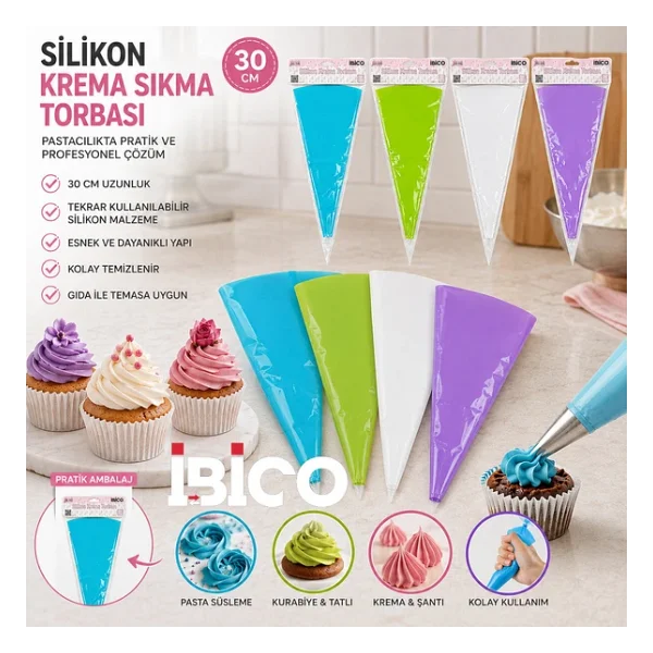 Silikon 30cm Tekli Krema Sıkma Torbası (2818) - Görsel 2
