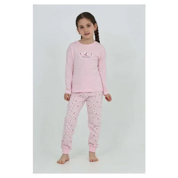 Toontoy Kız Çocuk Kelebek Baskılı Pijama Takım - Görsel 6