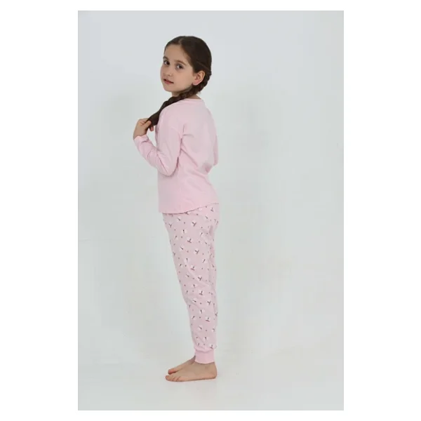Toontoy Kız Çocuk Kelebek Baskılı Pijama Takım - Görsel 5