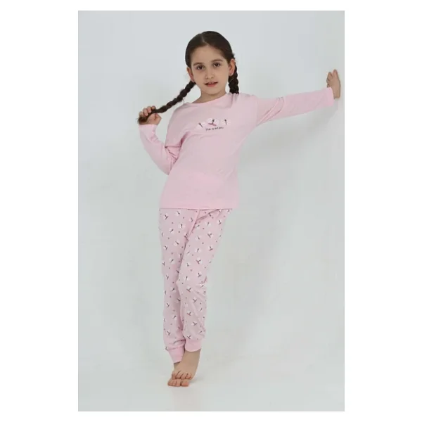 Toontoy Kız Çocuk Kelebek Baskılı Pijama Takım - Görsel 4