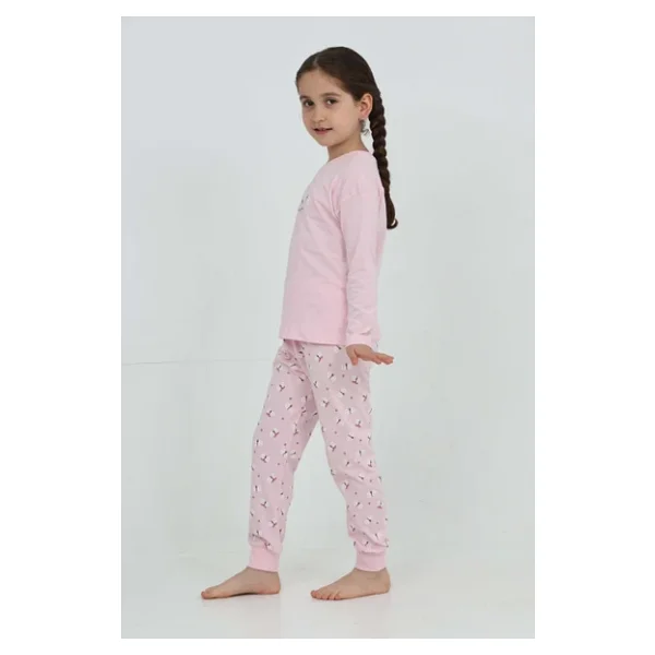 Toontoy Kız Çocuk Kelebek Baskılı Pijama Takım - Görsel 8