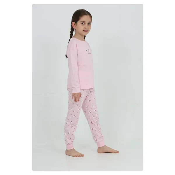 Toontoy Kız Çocuk Kelebek Baskılı Pijama Takım - Görsel 7