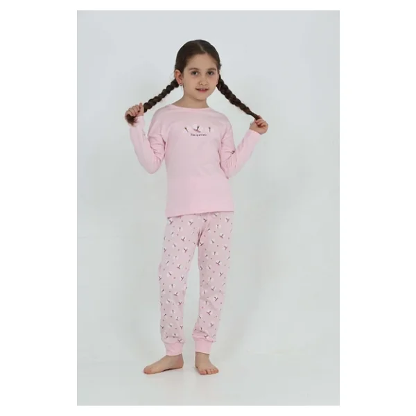 Toontoy Kız Çocuk Kelebek Baskılı Pijama Takım - Görsel 3