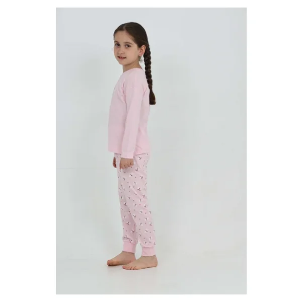 Toontoy Kız Çocuk Kelebek Baskılı Pijama Takım - Görsel 2