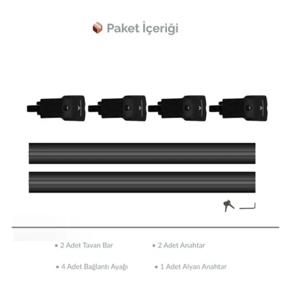 Tauruspower Chery Tiggo 7 Pro 2020-2024 Trs-2 Kilitli Sistem Ara Atkı Tavan Barı Siyah (2 Adet) - Görsel 3