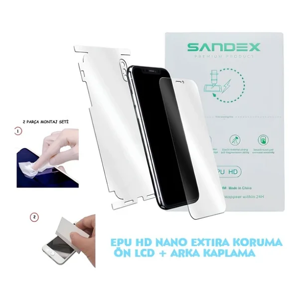 Tecno Spark Slim Nano Ekran Koruyucu + Full Arka Kaplama Set Esnek Ultra İnce - Sandex - Epu HD - Görsel 3