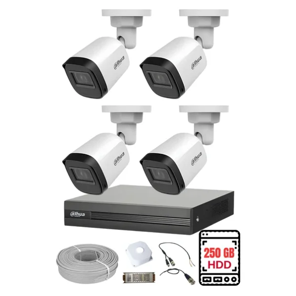 Dahua 4 Kameralı Gece Görüşlü Su Geçirmez Full HD Güvenlik Kamerası Seti 250gb - Görsel 2