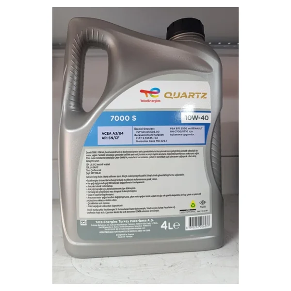 Total Quartz 7000 S 10w-40 A3/B4 4 Lt Motor Yağı - Görsel 2