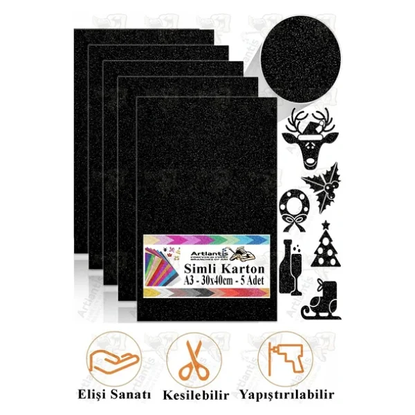 Simli Karton A3 30x40 Cm 5 Li 1 Paket Simli Fon Kartonu Parıltılı Kağıt Anasınıfı Kreş Etkinlik Proje Dekoratif - Görsel 10