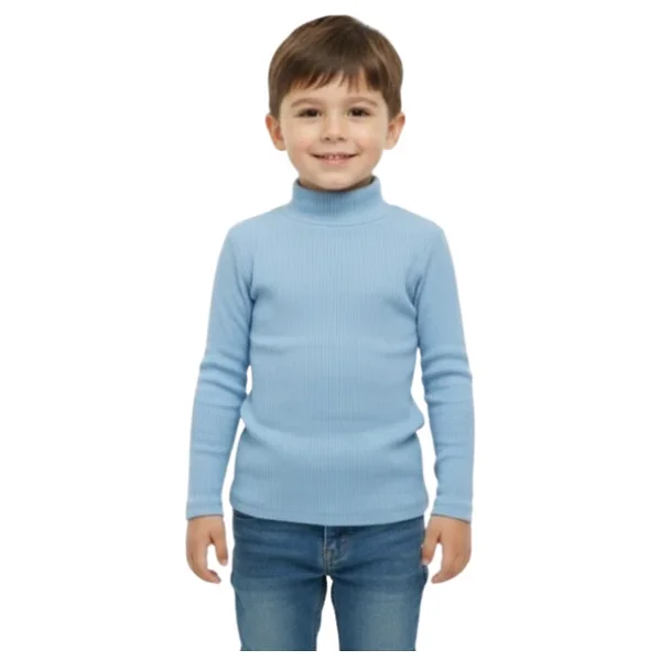 Kız/Erkek Çocuk Bluz Balıkçı Yaka Fitilli - Görsel 3