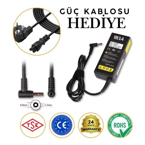 Lenovo ile Uyumlu IdeaPad 510S-13ISK Type 80SJ Adaptör, Şarj Aleti Cihazı - Görsel 3