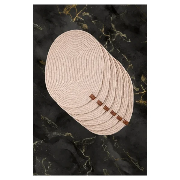 Vos Versa Amerikan Servis Tekli Supla Lux Sunum Tabak Altlığ - Oval Bej Vvhm0037 - Görsel 8