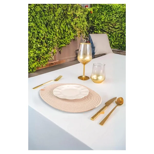 Vos Versa Amerikan Servis Tekli Supla Lux Sunum Tabak Altlığ - Oval Bej Vvhm0037 - Görsel 5