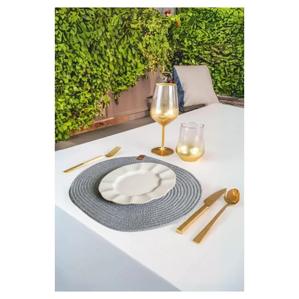 Vos Versa Amerikan Servis Tekli Supla Lux Sunum Tabak Altlığ - Oval Gri Vvhm0042 - Görsel 4
