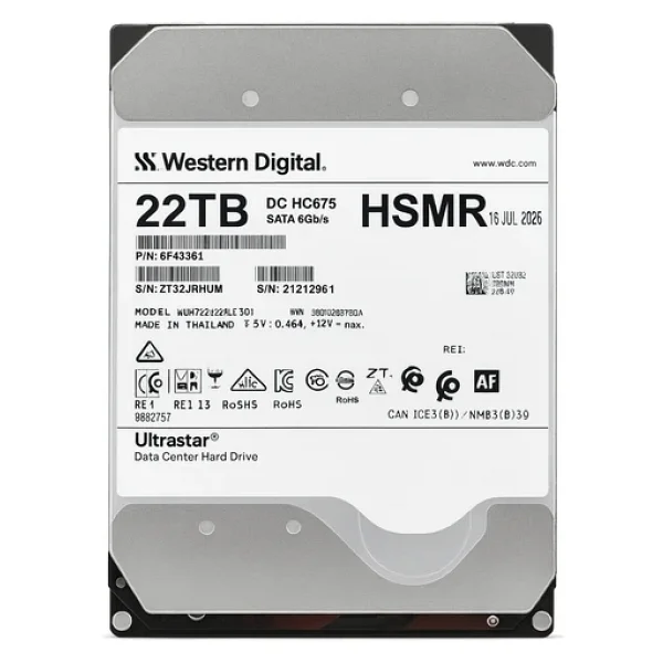 Western Digital Ultrastar Dc Hc675 22Tb 7200Rpm 256Mb 6G Sata 3.5" Harddisk 0F48261 Wxh722422ale601 - Görsel 3