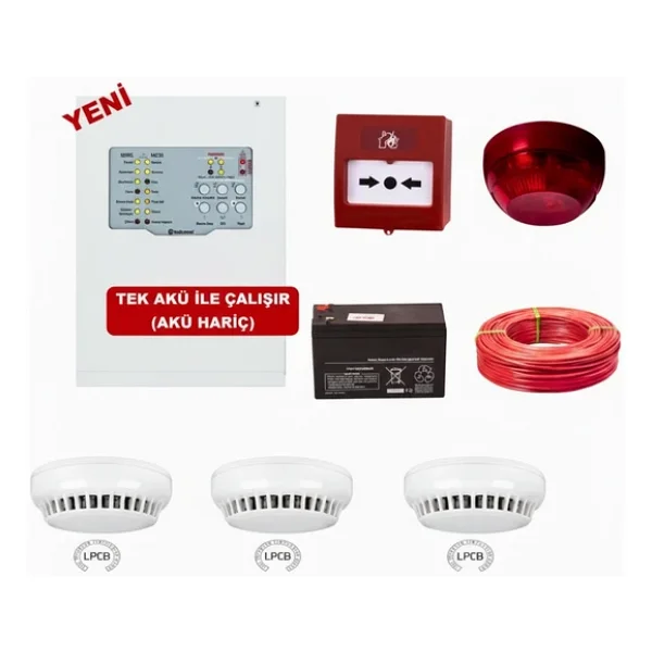 Teknim Tfp-31224kd Konvansiyonel Sistem Yangın Alarm Seti 4 Lü Kablo Dahil - Görsel 3