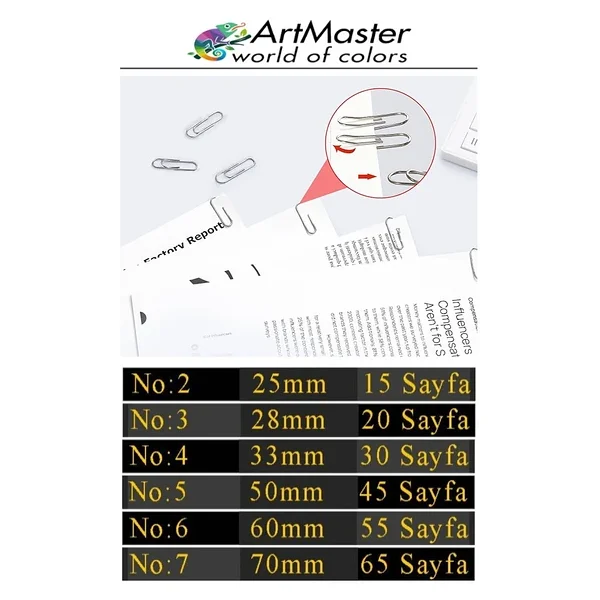 Metal Ataç 28mm 100 Lü 1 Paket Nikel Kaplama 20 Sayfa Kapasiteli Metal Ataş Ofis Okul Büro Dayanıklı Paslanmaz - Görsel 5