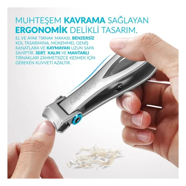Muggio Geniş Ağızlı Premium Tırnak Makası Kalın Sert Mantarlı Tırnaklar İçin 8.5 Cm - Görsel 6