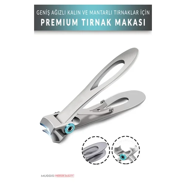 Muggio Geniş Ağızlı Premium Tırnak Makası Kalın Sert Mantarlı Tırnaklar İçin 8.5 Cm - Görsel 3