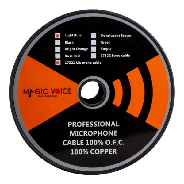 Magicvoice B96 Profesyonel Tek Damarlı Blendajlı Enstrüman Mikrofon Kablosu Mono 100 Metre (Açık Mavi) - Görsel 2