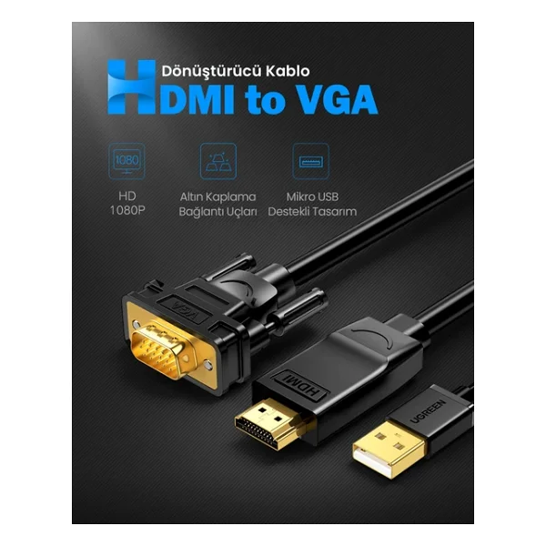 Ugreen 30449 Hdmı To Vga Dönüştürücü - Görsel 6