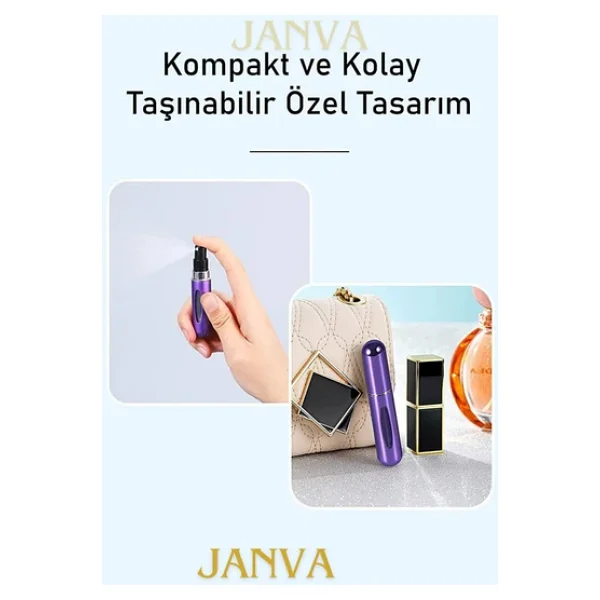 Janva Parfüm Şişesinden Çanta Içi Mini Doldurulabilir Seyahat Cep Yedek Parfüm Şişesi 5 Ml 1 Adet(Siyah) - Görsel 5