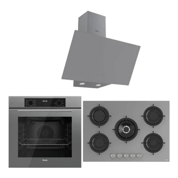 Ferre Icon Plus 75 Serisi 3lü Cam Ankastre Set (QBL63CPR-RS038-D079)
