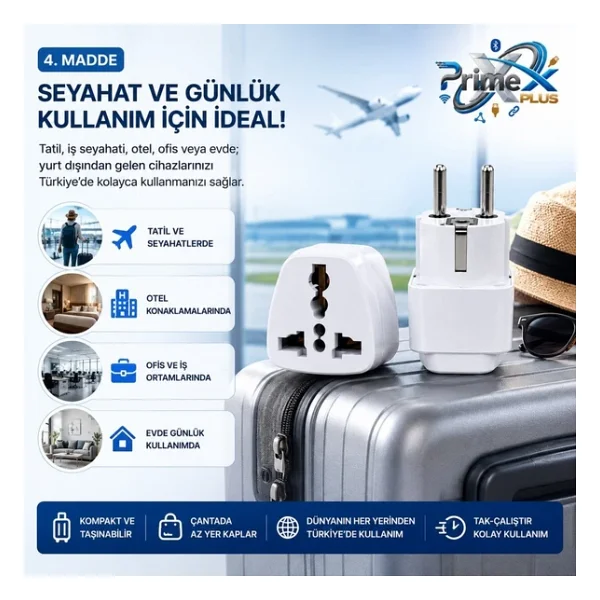 Primex Px-Amc1 Amerikan Priz Türk Çevirici, İngiliz Priz Türk Prize Dönüştürücü, Universal Priz Dönüştürücü - Görsel 6