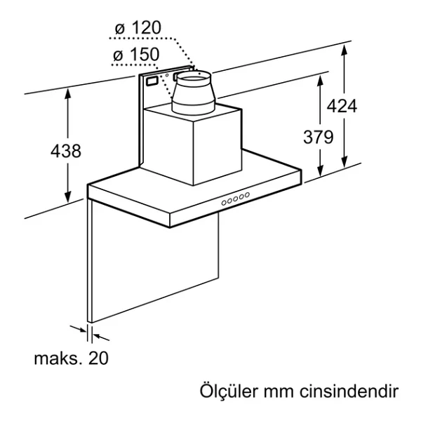 Profilo Dvb6r451 Siyah Duvar Tipi Davlumbaz - Görsel 6