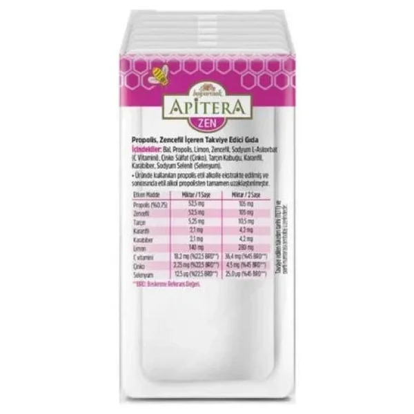 Balparmak Apitera Zen 7 Saşe X 7 G ( Propolis, Zencefil + Bal, Tarçın, Karanfil, Karabiber, Limon, C Vitamini ) - Görsel 3