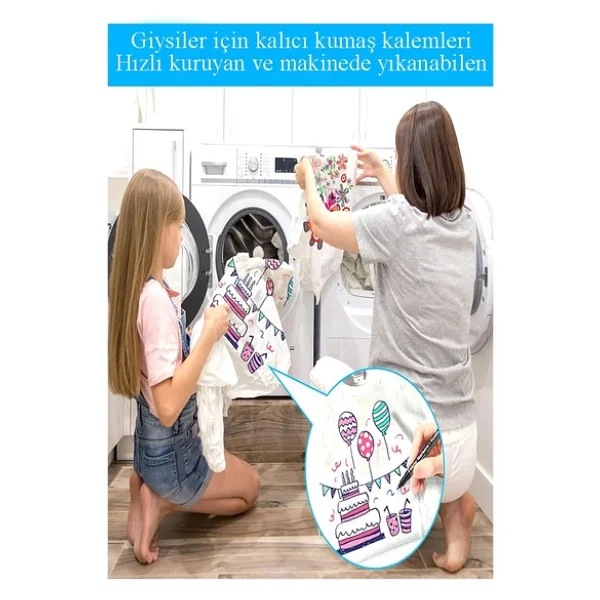 Kumaş Kalemi 6 Renk Tekstil Markör Kalemi 1 Paket Kalıcı Tişört Ayakkabı Giysi Bez Çanta Keçeli Boyama Kalemi - Görsel 4