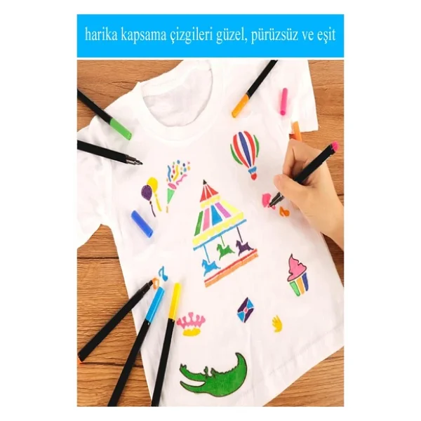 Kumaş Kalemi 6 Renk Tekstil Markör Kalemi 1 Paket Kalıcı Tişört Ayakkabı Giysi Bez Çanta Keçeli Boyama Kalemi - Görsel 6