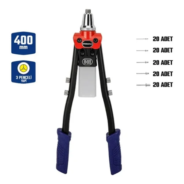 Workpro Wp225001 400 Mm Perçin Tabancası + 100 Adet Perçin - Görsel 3