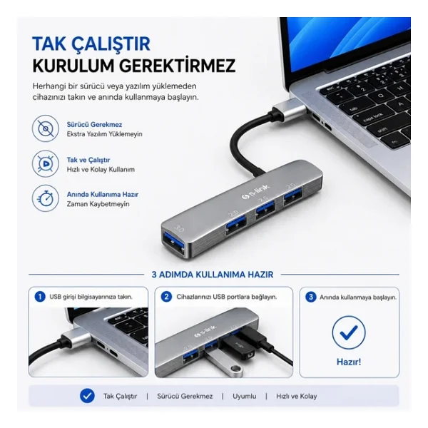 S-Link Sw-U333 4 Port USB Çoğaltıcı - Görsel 7