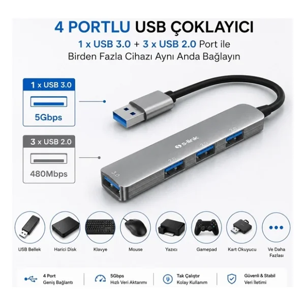 S-Link Sw-U333 4 Port USB Çoğaltıcı - Görsel 5