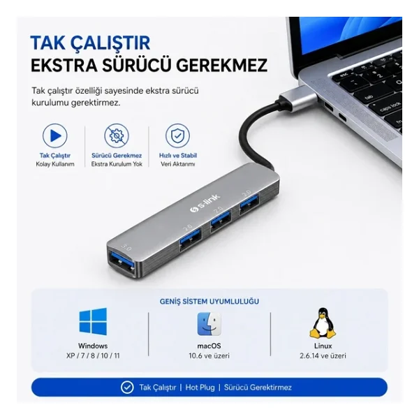 S-Link Sw-U333 4 Port USB Çoğaltıcı - Görsel 6