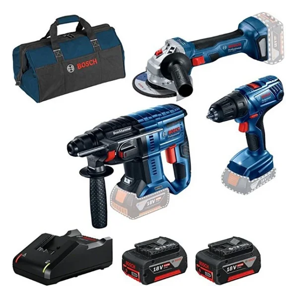 Bosch Gbh 180-Li + Gsr 180-Li + Gws 180-Li + Raf Bag Takım Çantalı 2x4 Ah Akülü Elektrikli El Aletleri Seti - Görsel 3