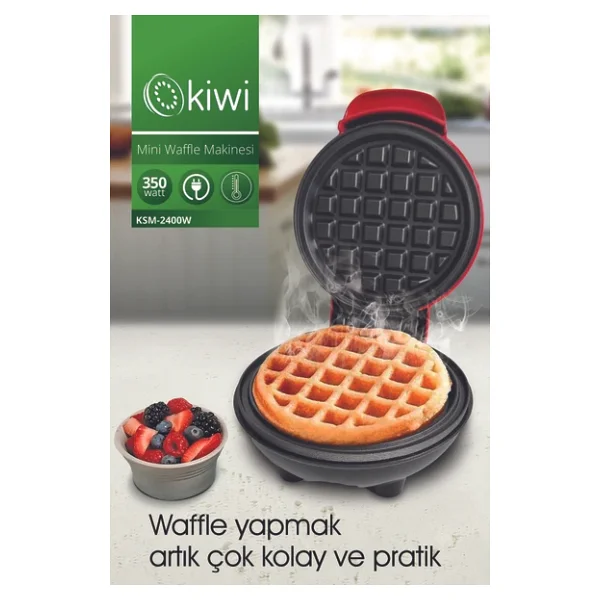 Kiwi Ksm-2400w Kırmızı Mini Waffle Makinesi - Görsel 7