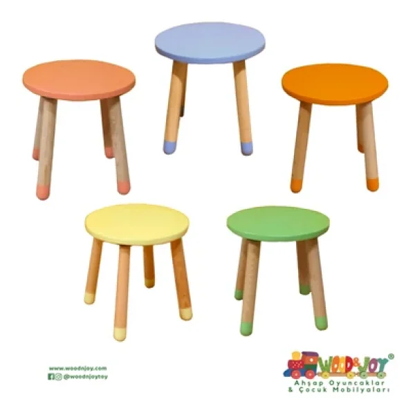 Wood & Joy Doğal Ahşap Renkli Çocuk Tabure (Sorbe) - Görsel 4