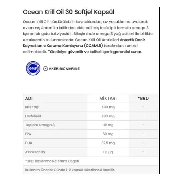 Ocean Krill Oil 500 mg 30 Kapsül 3'lü - Görsel 6