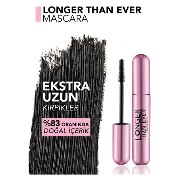 Doğal Formüllü Kirpik Uzatıcı Maskara (Siyah) - Longer Than Ever Mascara - 001 Black - 8682536067119 - Görsel 8
