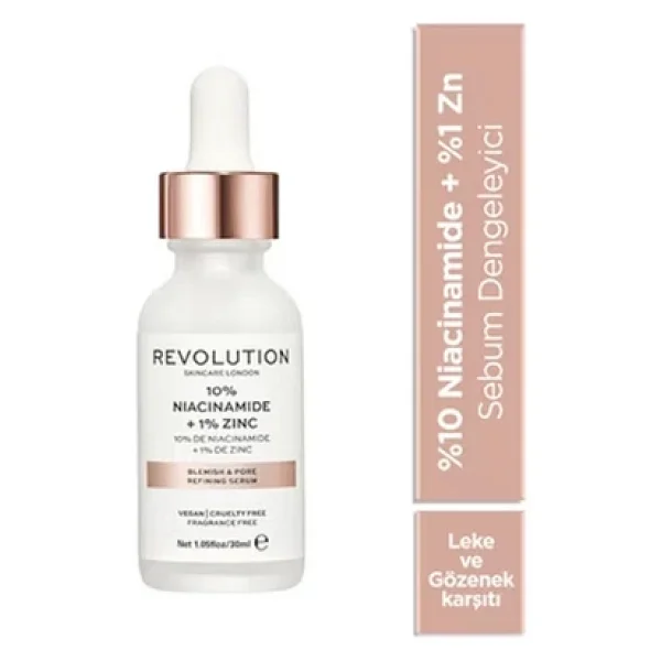 Revolution Niacinamide %10 + %1 Zinc Leke Ve Gözenek Arındırıcı Yüz Serumu 30 Ml - Görsel 4