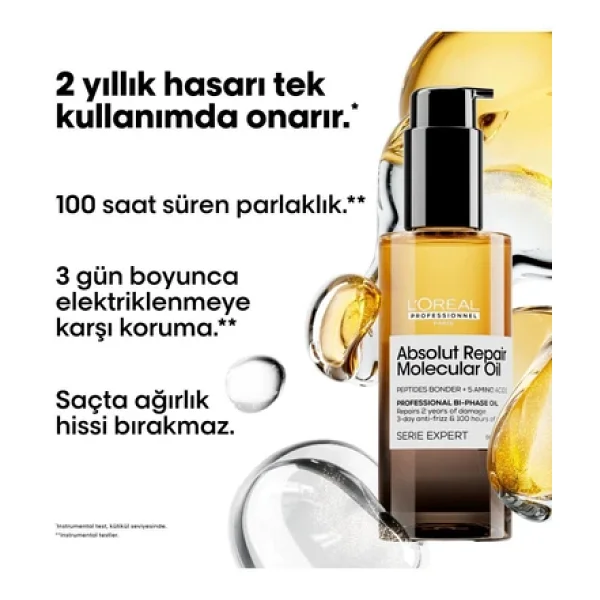L'oreal Paris Professionnel Serie Expert Absolut Repair Molecular Oil 90 Ml Saç Bakım Yağı - Görsel 4