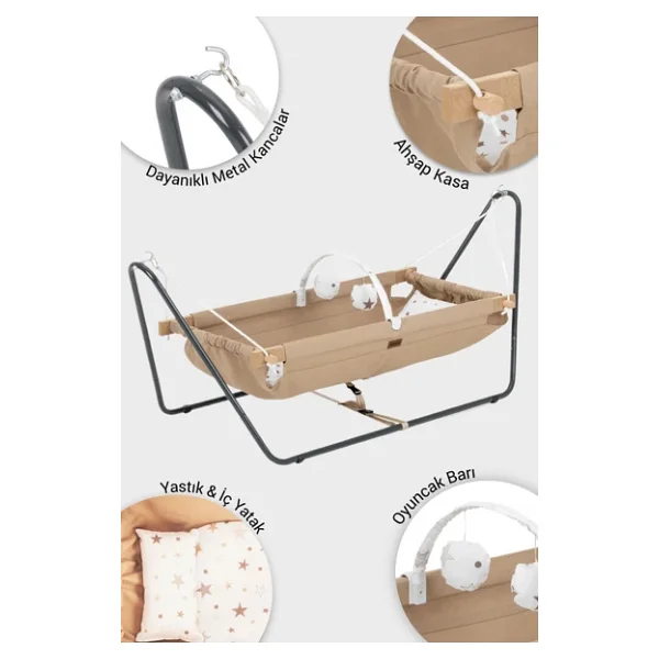 Wellgro Cozy Nest Hamak Beşik Kahve, Anne Yanı Bebek Hamağı - Görsel 2